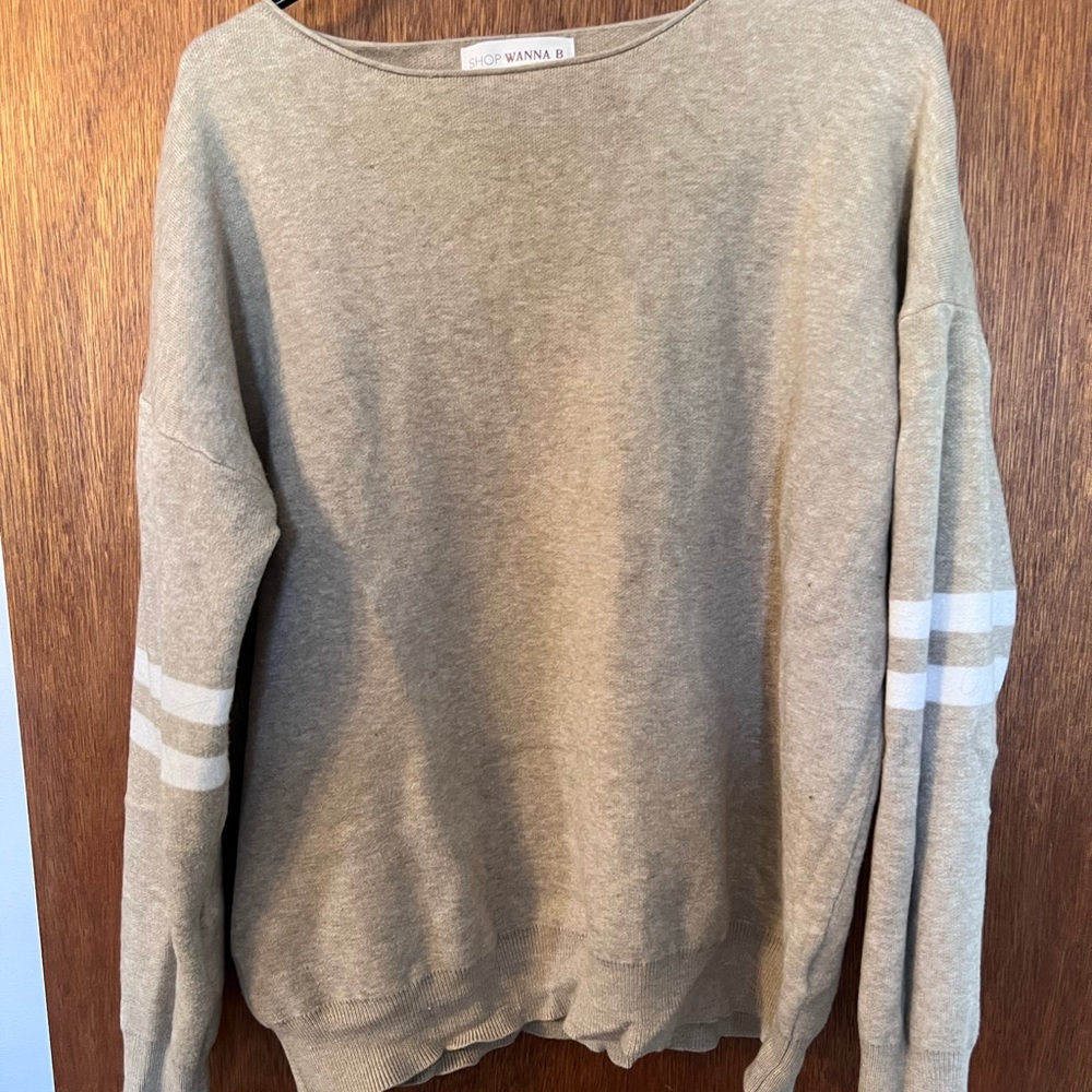 Tan and White Sweater very soft